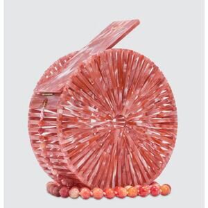 Cult Gaia Acrylic Luna Crossbody Bag Pink Beaded Strap